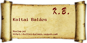 Koltai Balázs névjegykártya